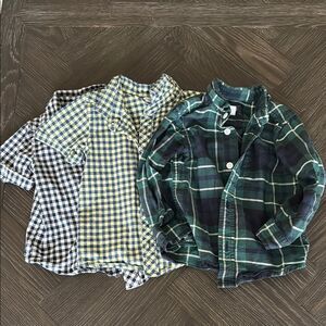 Old Navy button down shirts, classic, plaid, blue, green, fall, 2t, casual